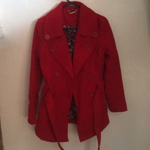 Jou Jou like new red double breasted trench coat